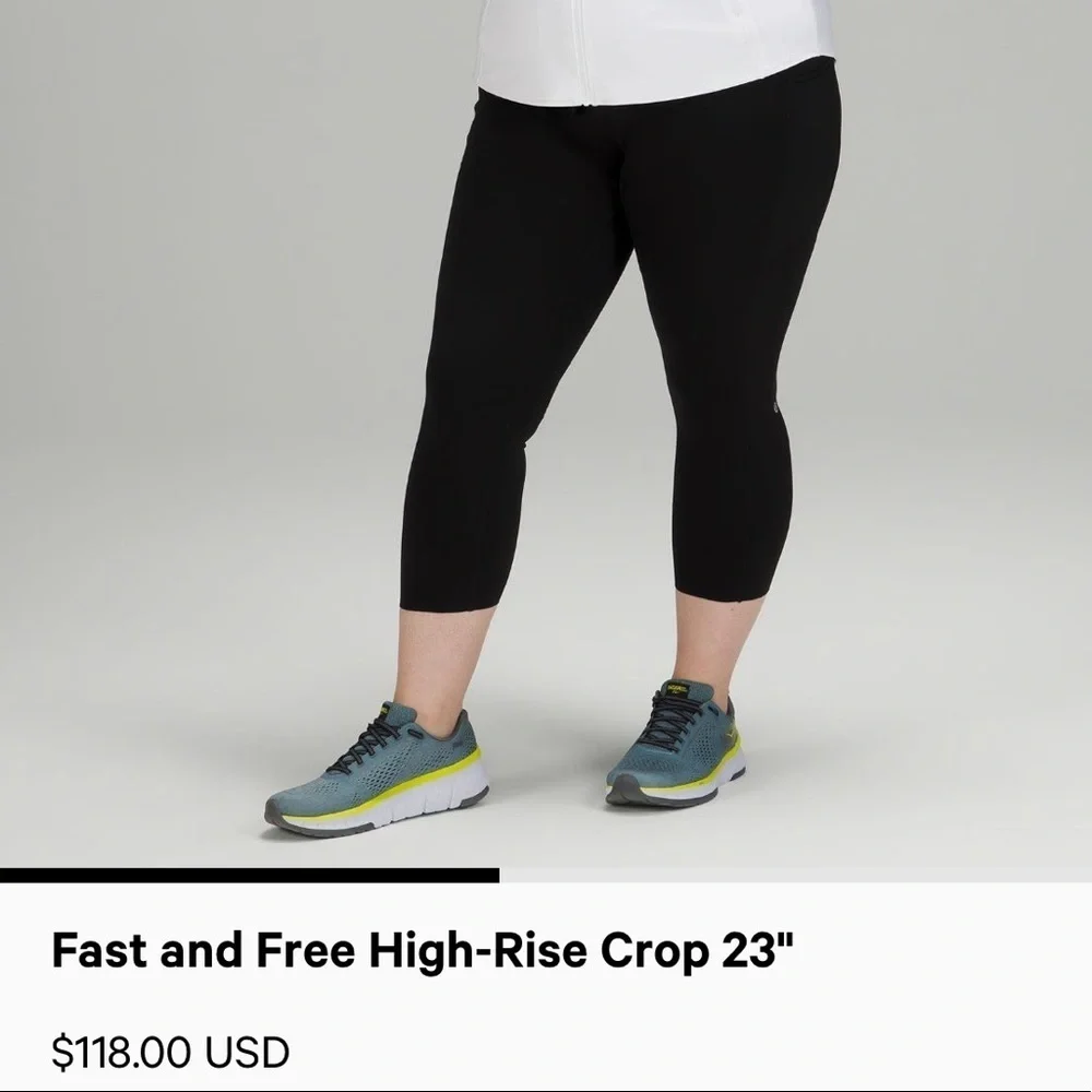 NWT lululemon fast and free high rise crop 23” black